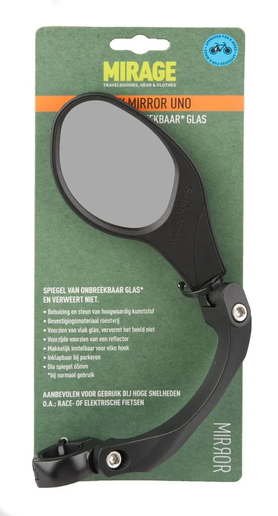 Mirage linkerspiegel met klem draaibaar stuurbev. zwart